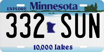 MN license plate 332SUN