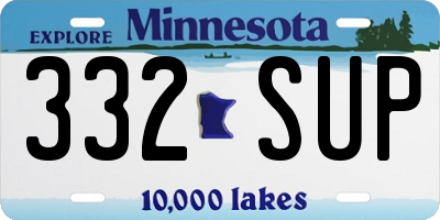 MN license plate 332SUP