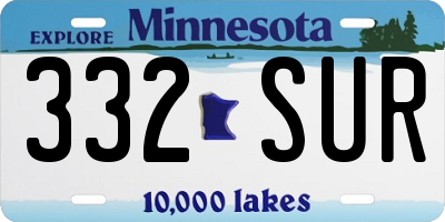 MN license plate 332SUR