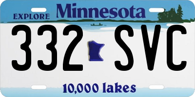 MN license plate 332SVC