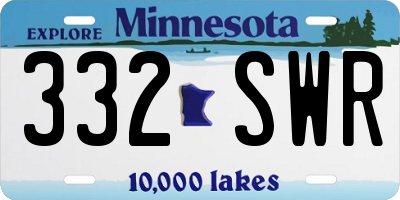 MN license plate 332SWR