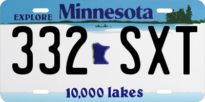MN license plate 332SXT