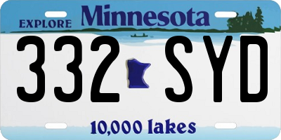 MN license plate 332SYD