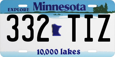 MN license plate 332TIZ