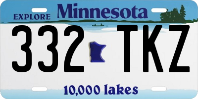 MN license plate 332TKZ