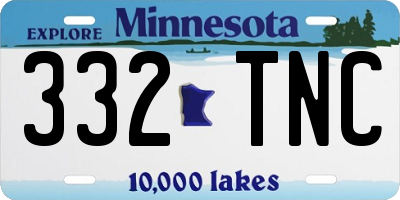 MN license plate 332TNC