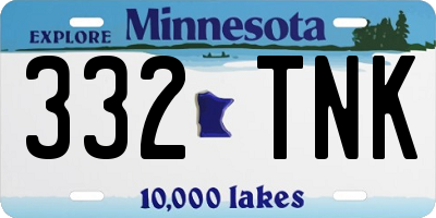 MN license plate 332TNK