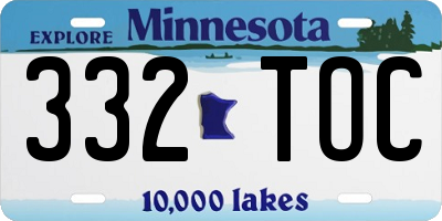 MN license plate 332TOC