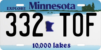 MN license plate 332TOF