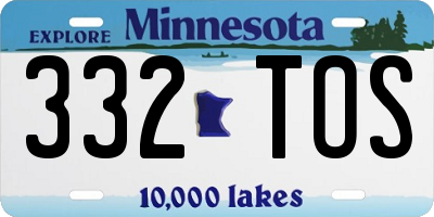 MN license plate 332TOS