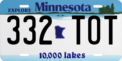 MN license plate 332TOT