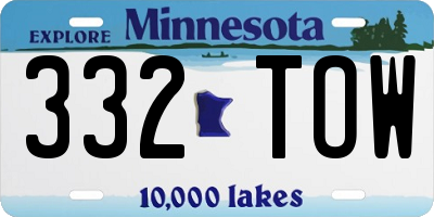 MN license plate 332TOW