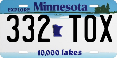 MN license plate 332TOX