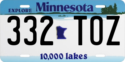 MN license plate 332TOZ