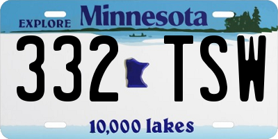 MN license plate 332TSW