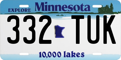 MN license plate 332TUK