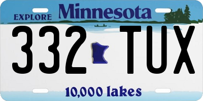 MN license plate 332TUX