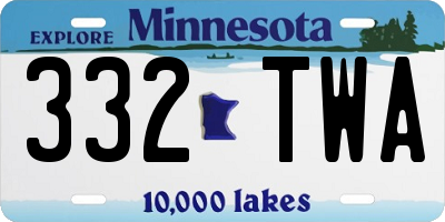 MN license plate 332TWA