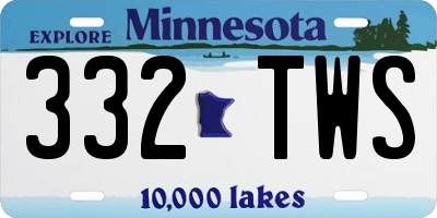 MN license plate 332TWS