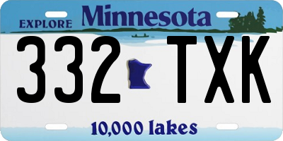 MN license plate 332TXK