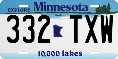 MN license plate 332TXW