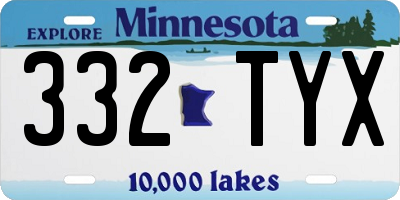 MN license plate 332TYX