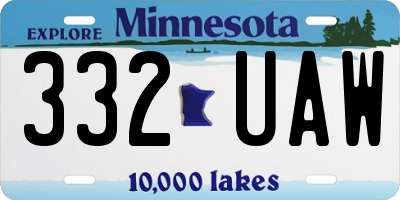 MN license plate 332UAW