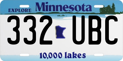 MN license plate 332UBC