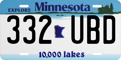 MN license plate 332UBD