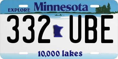 MN license plate 332UBE