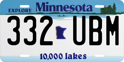 MN license plate 332UBM