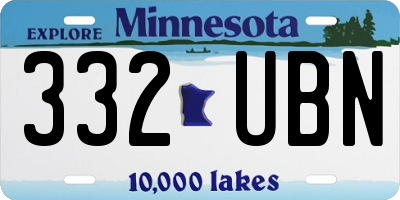 MN license plate 332UBN