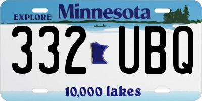 MN license plate 332UBQ