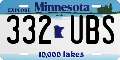 MN license plate 332UBS