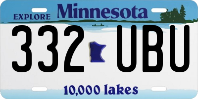 MN license plate 332UBU