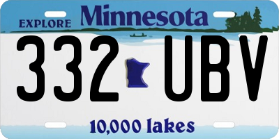 MN license plate 332UBV