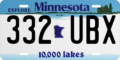 MN license plate 332UBX
