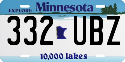 MN license plate 332UBZ