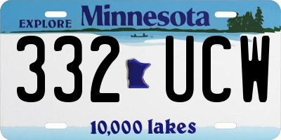 MN license plate 332UCW