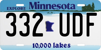 MN license plate 332UDF