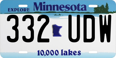 MN license plate 332UDW