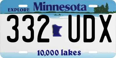 MN license plate 332UDX