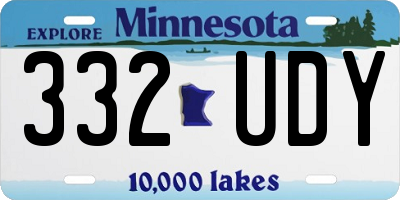 MN license plate 332UDY