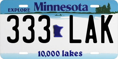 MN license plate 333LAK