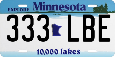 MN license plate 333LBE