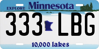 MN license plate 333LBG