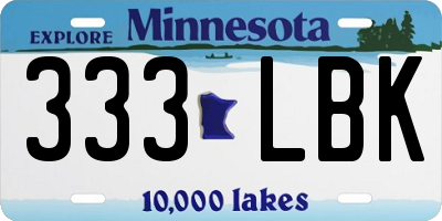 MN license plate 333LBK