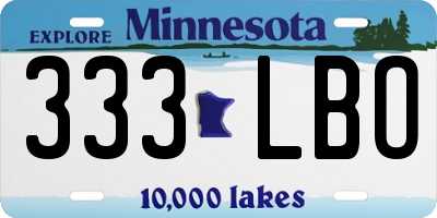 MN license plate 333LBO