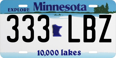 MN license plate 333LBZ