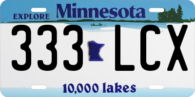 MN license plate 333LCX
